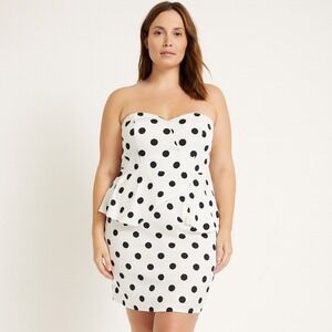 Bardot Black and White Strapless Polka Dot Dress